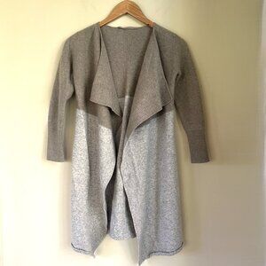 Athleta Cashmere Duster Cardigan, Light Grey Heather/ Foxtail Taupe, Size S